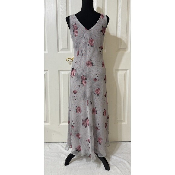 Vintage Womens Tailor B Moss Since 1939 Gray Sheer Floral Dress Made In US-Size6 - Picture 1 of 6